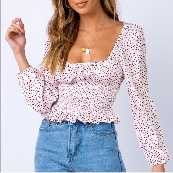Princess Polly Tops - Princess Polly Smocked Long Sleeve Printed Top